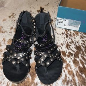 Black Studded Blowfish Sandals